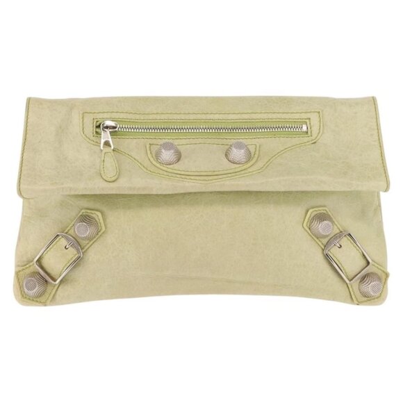 BALENCIAGA The Giant Envelope Bag Leather Silver Light Green - Picture 2 of 16